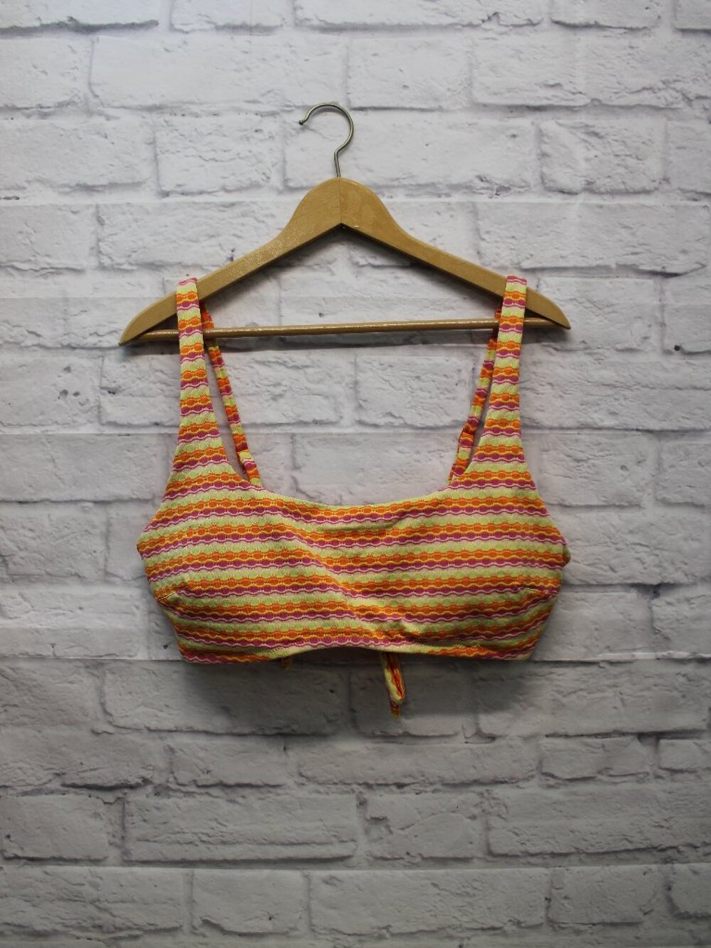 Aerie Plus XXL Orange Stripe Tie Back Padded Bikini Top Summer Beach Travel Pool